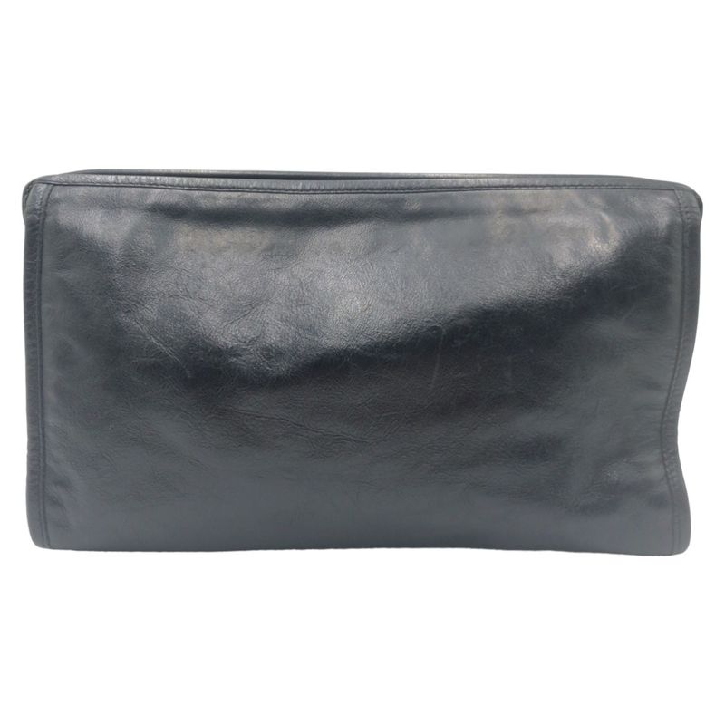 Gucci Interlocking Black Leather 575991 Clutch Bag Second Bag Men's 506635