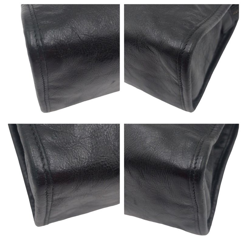Gucci Interlocking Black Leather 575991 Clutch Bag Second Bag Men's 506635