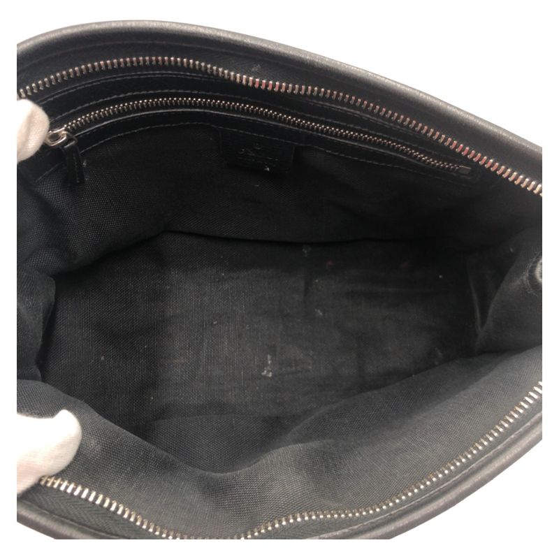 Gucci Interlocking Black Leather 575991 Clutch Bag Second Bag Men's 506635