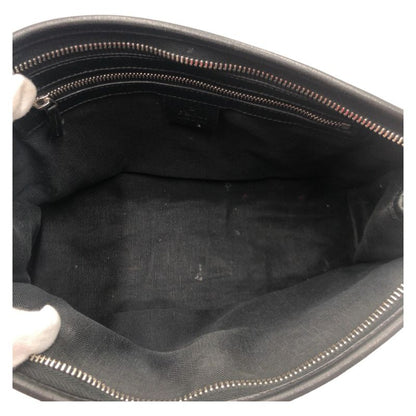 Gucci Interlocking Black Leather 575991 Clutch Bag Second Bag Men's 506635