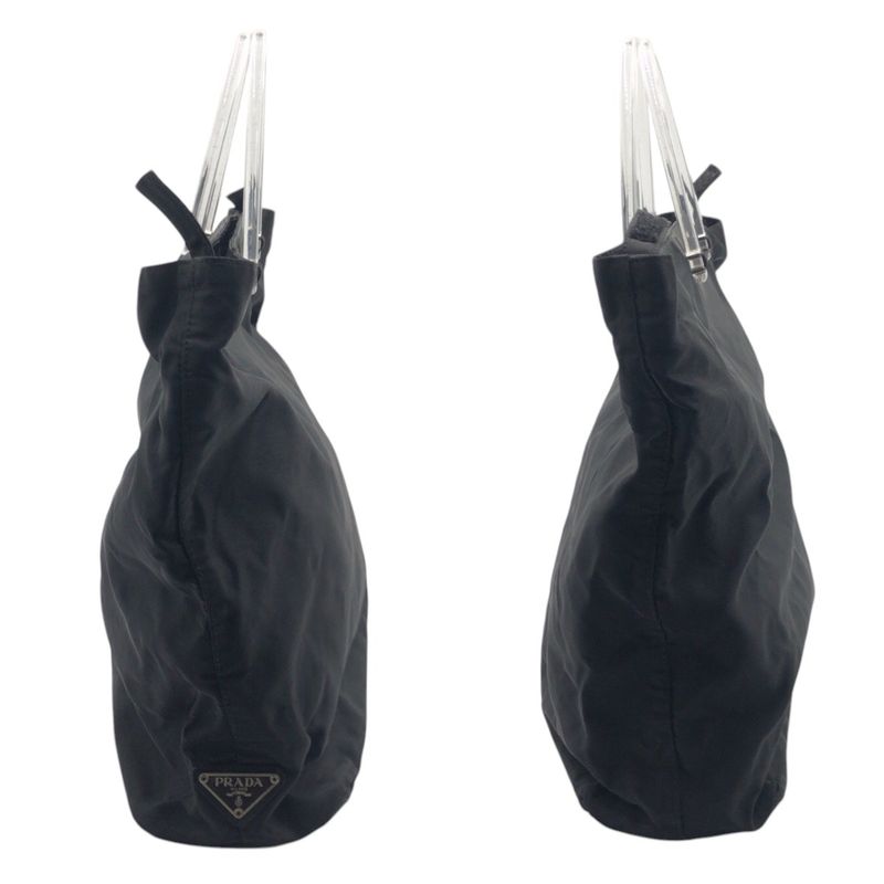Prada Tessuto Triangle Logo Black Nylon Plastic Handbag Tote Bag Women's 506636