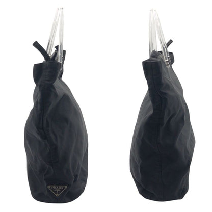 Prada Tessuto Triangle Logo Black Nylon Plastic Handbag Tote Bag Women's 506636