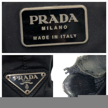 Prada Tessuto Triangle Logo Black Nylon Plastic Handbag Tote Bag Women's 506636