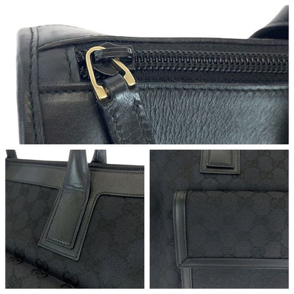 Gucci Black Silver Hardware GG Canvas 000 0854 Handbag Shoulder Bag Ladies