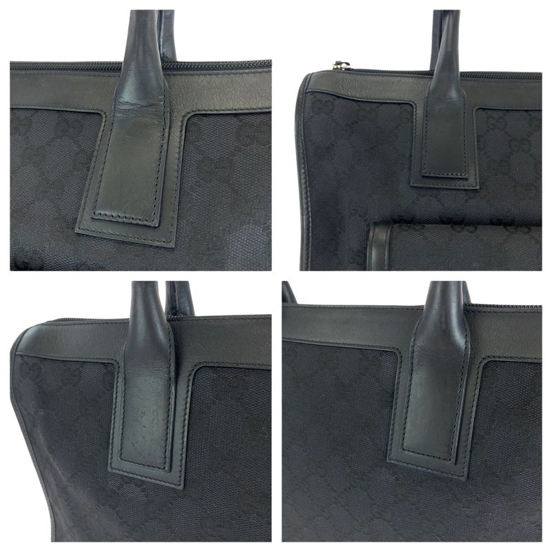 Gucci Black Silver Hardware GG Canvas 000 0854 Handbag Shoulder Bag Ladies