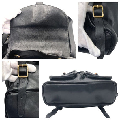 Gucci Bamboo Black Leather 003 1998 0016 Rucksack Backpack Unisex Ladies 506704
