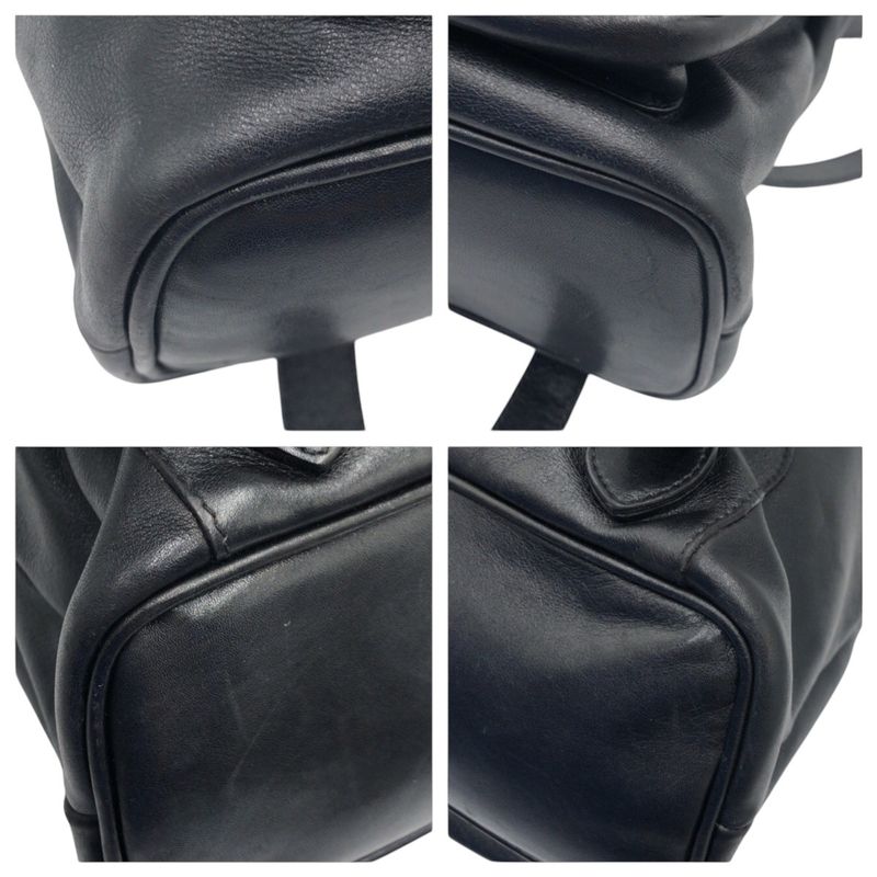 Gucci Bamboo Black Leather 003 1998 0016 Rucksack Backpack Unisex Ladies 506704