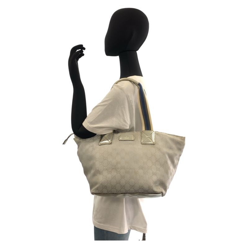 Gucci Sherry Line Silver GG Canvas 131230 Tote Bag Shoulder Bag Ladies 506640