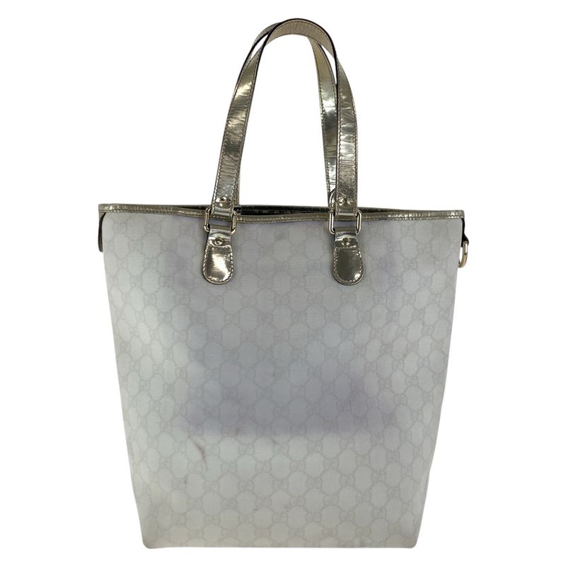 Gucci White Gold GG Supreme Canvas Enamel 189896 Tote Bag Shoulder Bag Ladies