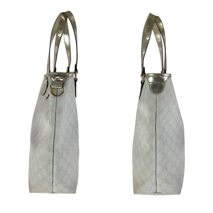 Gucci White Gold GG Supreme Canvas Enamel 189896 Tote Bag Shoulder Bag Ladies