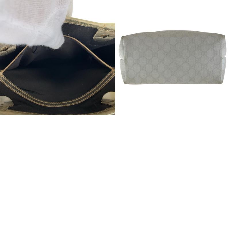 Gucci White Gold GG Supreme Canvas Enamel 189896 Tote Bag Shoulder Bag Ladies