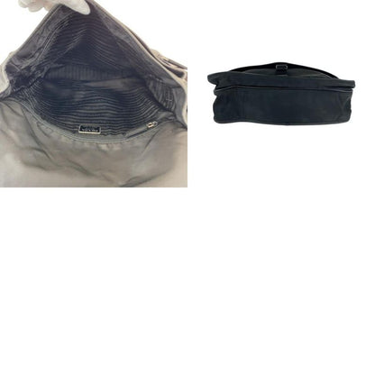 Prada Tessuto Triangle Logo Plate Black Silver Hardware V166 Shoulder Bag