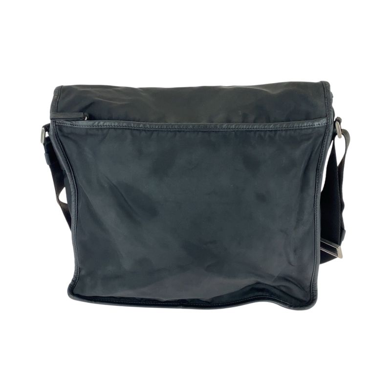 Prada Tessuto Triangle Logo Plate Black Silver Hardware V166 Shoulder Bag