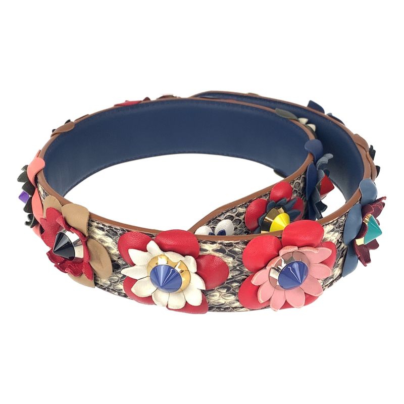 Fendi Strap You Flower Multicolor Leather Plastic Shoulder Strap Women's 506713