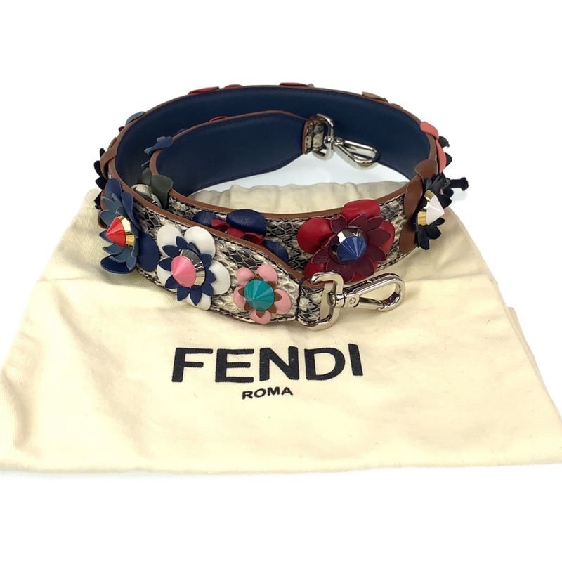 Fendi Strap You Flower Multicolor Leather Plastic Shoulder Strap Women's 506713