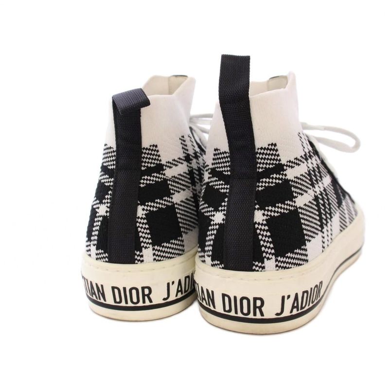 Christian Dior Walk'n'dior High Cut Sneakers Check 36.5 Black White Kck341tkt19w