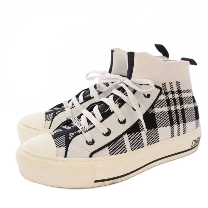 Christian Dior Walk'n'dior High Cut Sneakers Check 36.5 Black White Kck341tkt19w