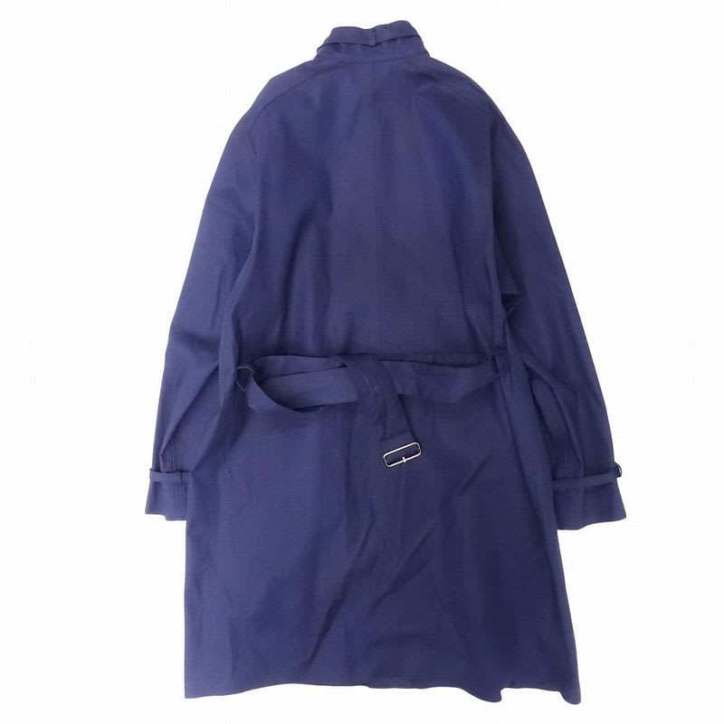 Hermes Rubberized Hiyoku Coat Spring Jacket Long Length Stand Collar Belt 34