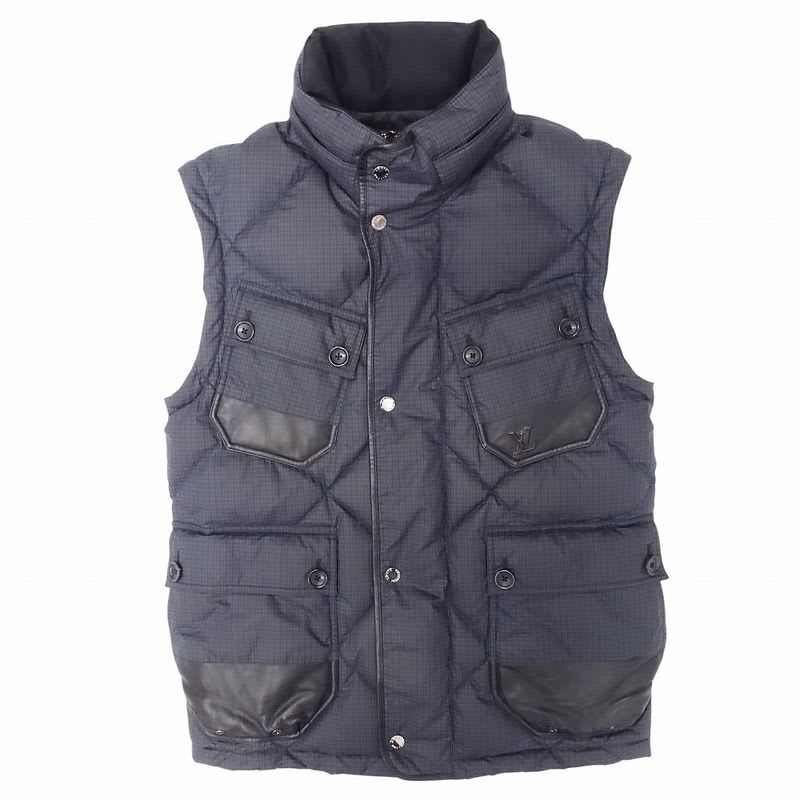 Louis Vuitton Down Jacket Blouson 2-Way Logo Leather Switching