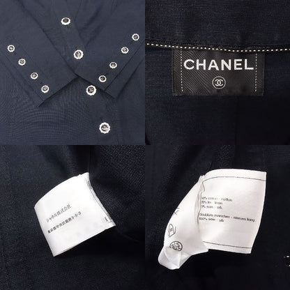 Chanel Collarless Jacket Blue Leather Coco Mark Button 2013-14 Cruise Collection