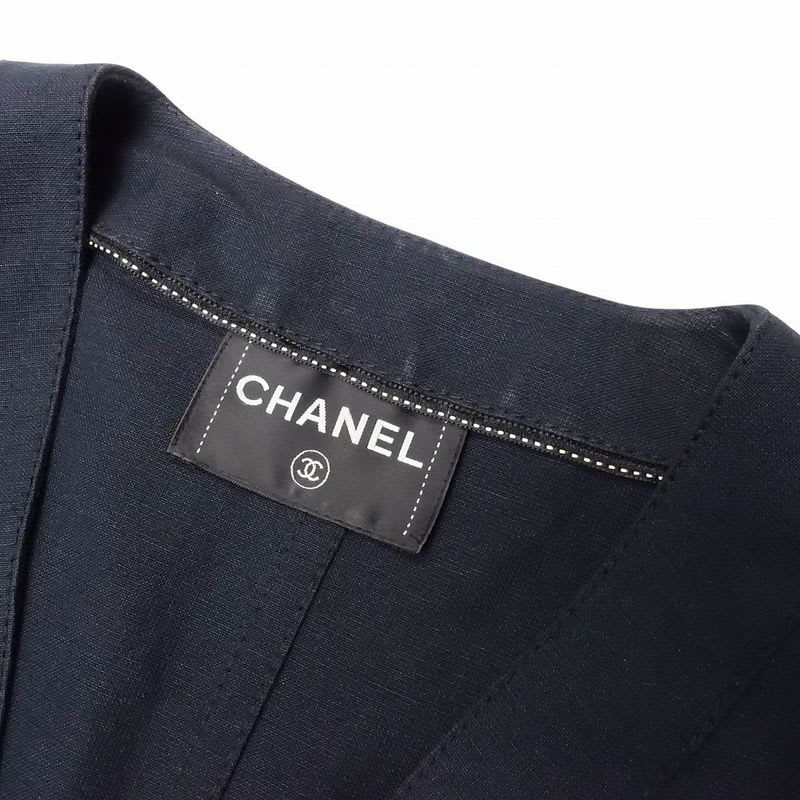 Chanel Collarless Jacket Blue Leather Coco Mark Button 2013-14 Cruise Collection