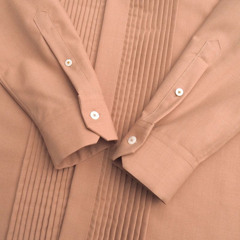 Fendi Long Sleeve Shirt 39 Pleated Buzzam Brown