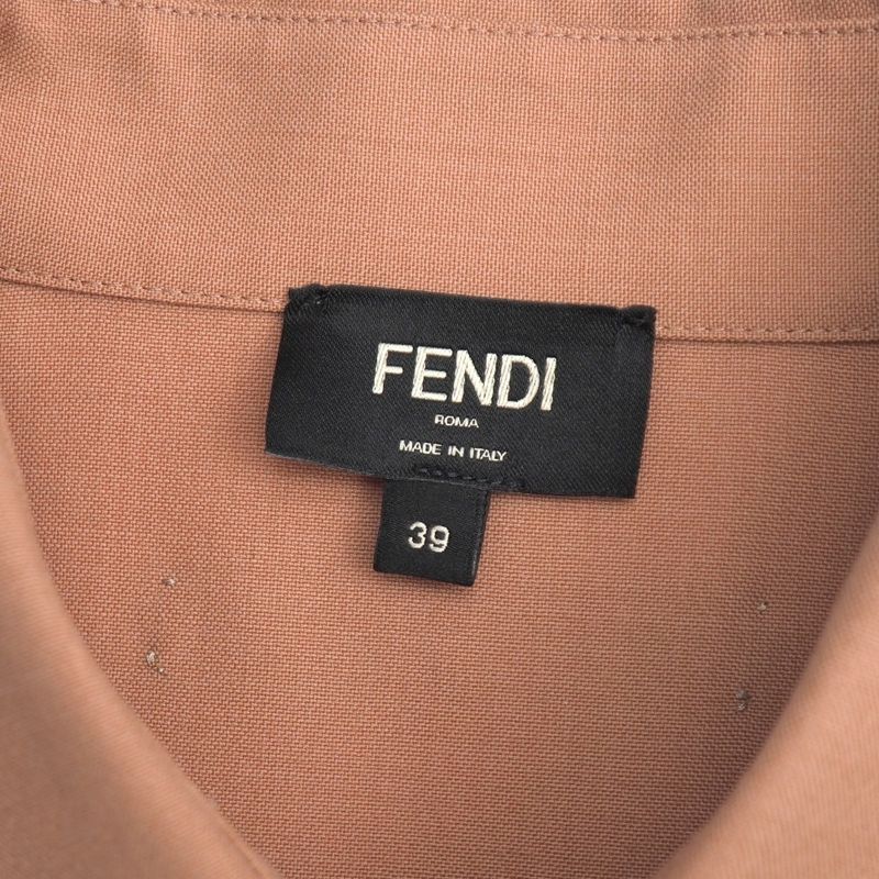 Fendi Long Sleeve Shirt 39 Pleated Buzzam Brown