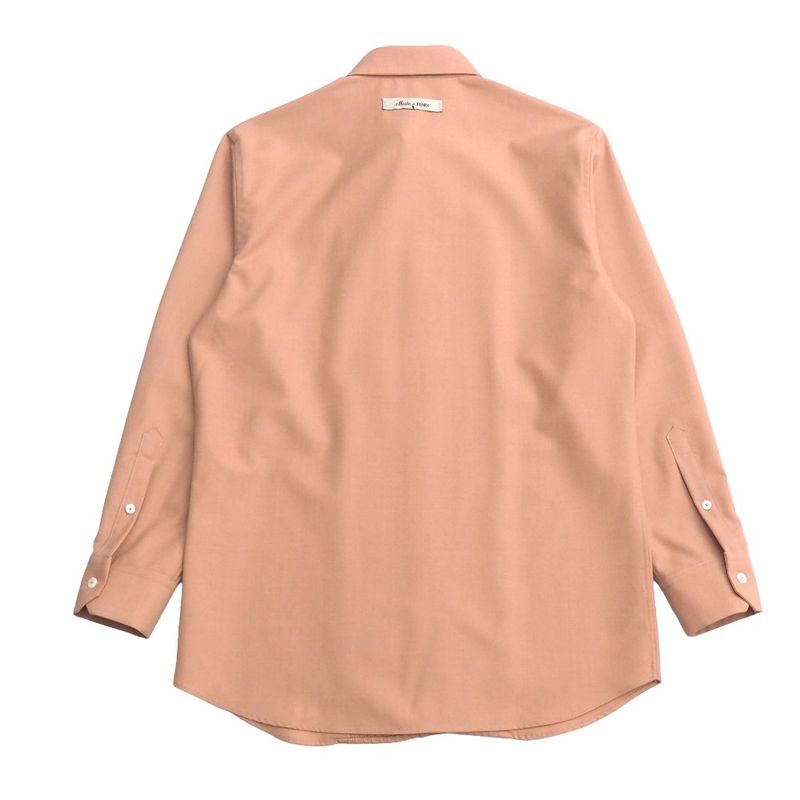 Fendi Long Sleeve Shirt 39 Pleated Buzzam Brown