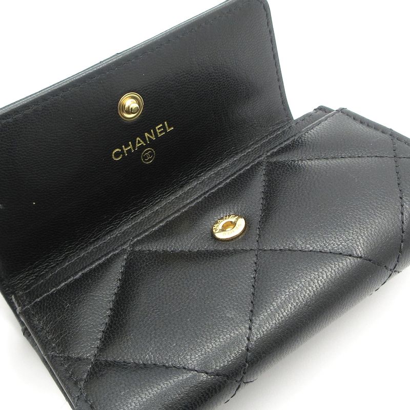 Chanel Coin Case Matelasse Black Gold Hardware Leather