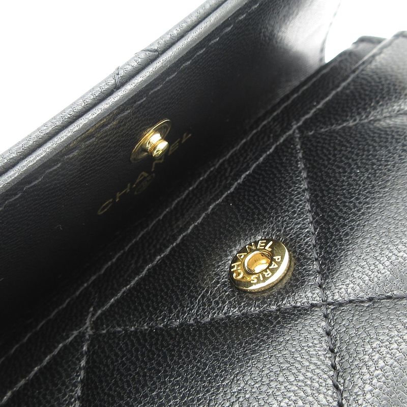 Chanel Coin Case Matelasse Black Gold Hardware Leather