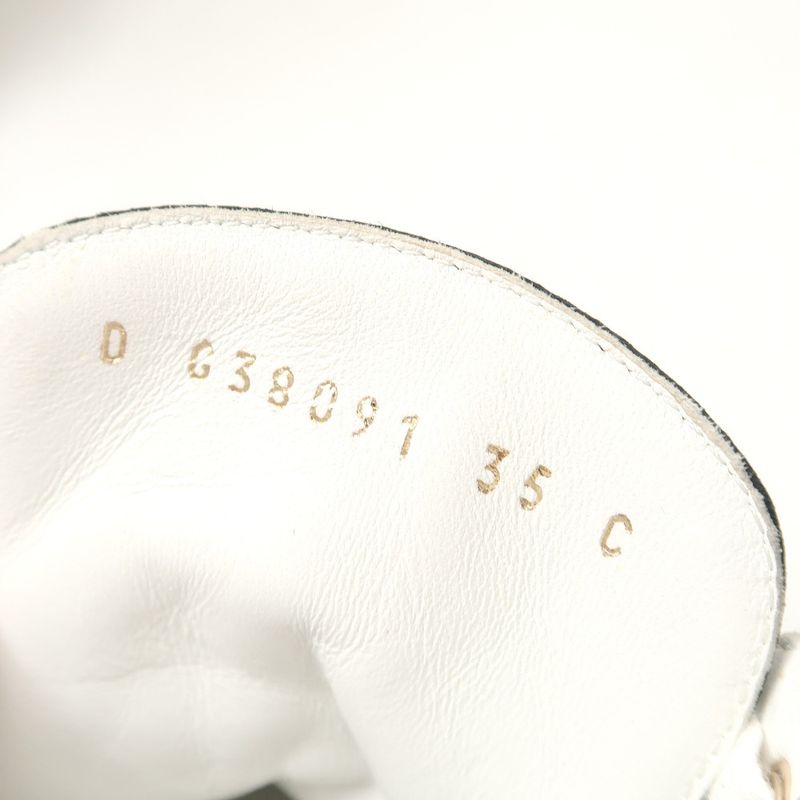 Chanel Sneakers 35 C CC Logo High Cut Leather Shoes White Black