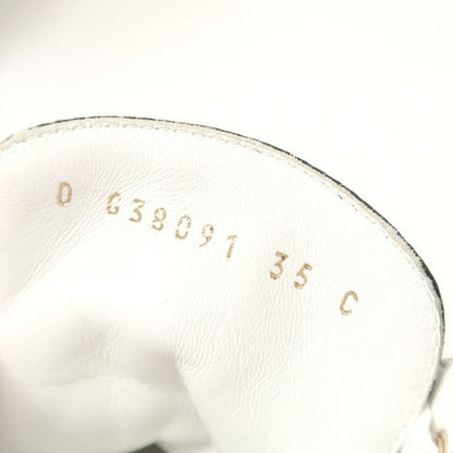 Chanel Sneakers 35 C CC Logo High Cut Leather Shoes White Black