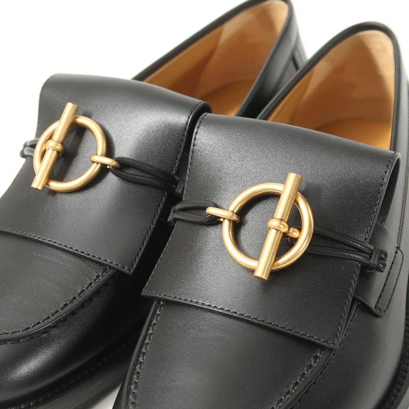 Hermes Impact Loafers 37 Glenan Buckle Leather Shoes