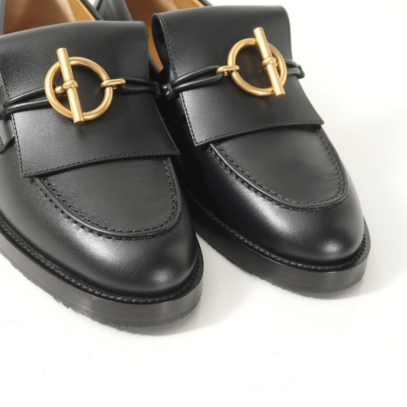 Hermes Impact Loafers 37 Glenan Buckle Leather Shoes