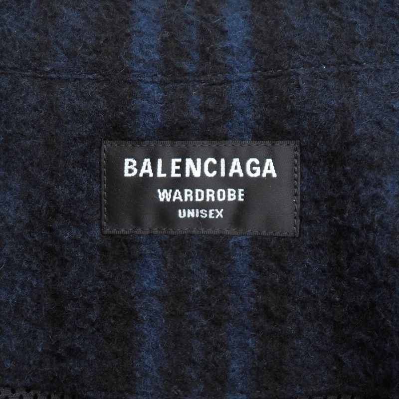 Balenciaga Tracksuit Jacket 44 Zip Up Check Sporty B Wool Blue Black