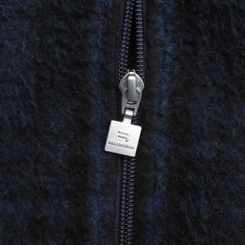 Balenciaga Tracksuit Jacket 44 Zip Up Check Sporty B Wool Blue Black