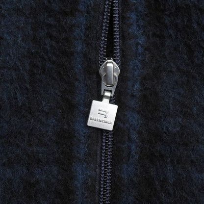 Balenciaga Tracksuit Jacket 44 Zip Up Check Sporty B Wool Blue Black