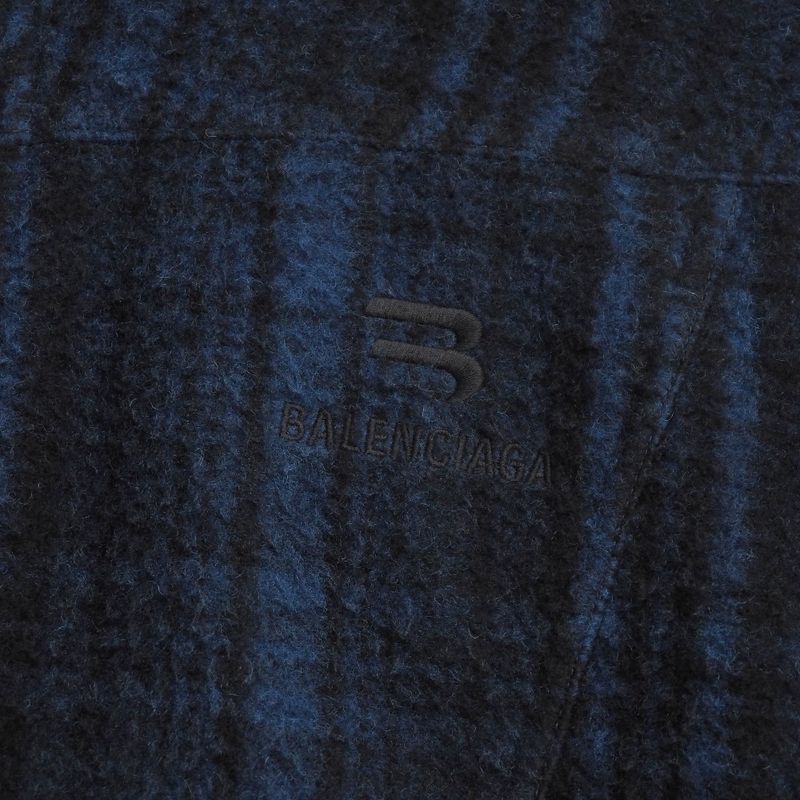 Balenciaga Tracksuit Jacket 44 Zip Up Check Sporty B Wool Blue Black