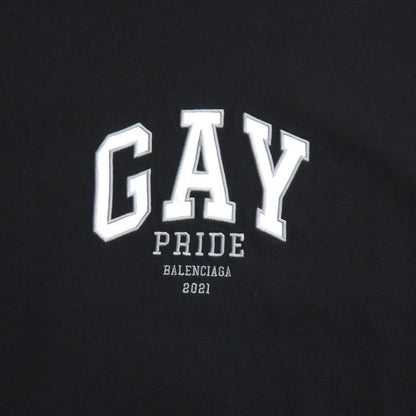 Balenciaga Gay Pride Short Sleeve T-Shirt S Logo Embroidery Crew Black Gray White