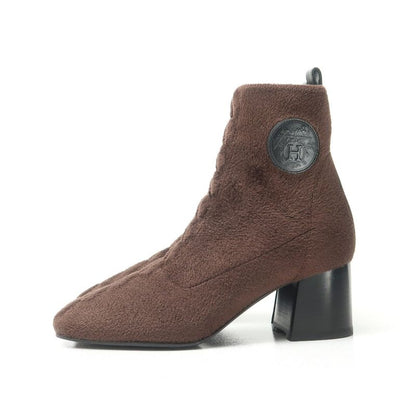 Hermes Voltige Boots 36 Click Senue Exlibris Knit Ankle Short