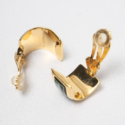 Hermes Earrings Enamel Gold Gold Multicolor