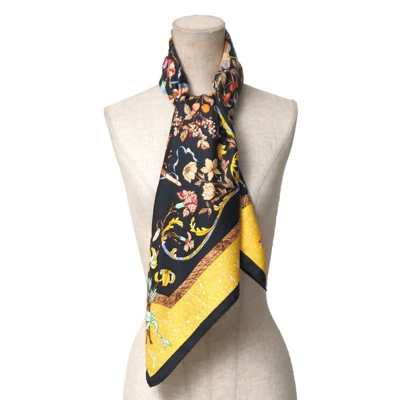 Hermes Carre 90 Pierres D' Orient ET D' Occident Oriental Stone and Western Black Yellow Multicolor