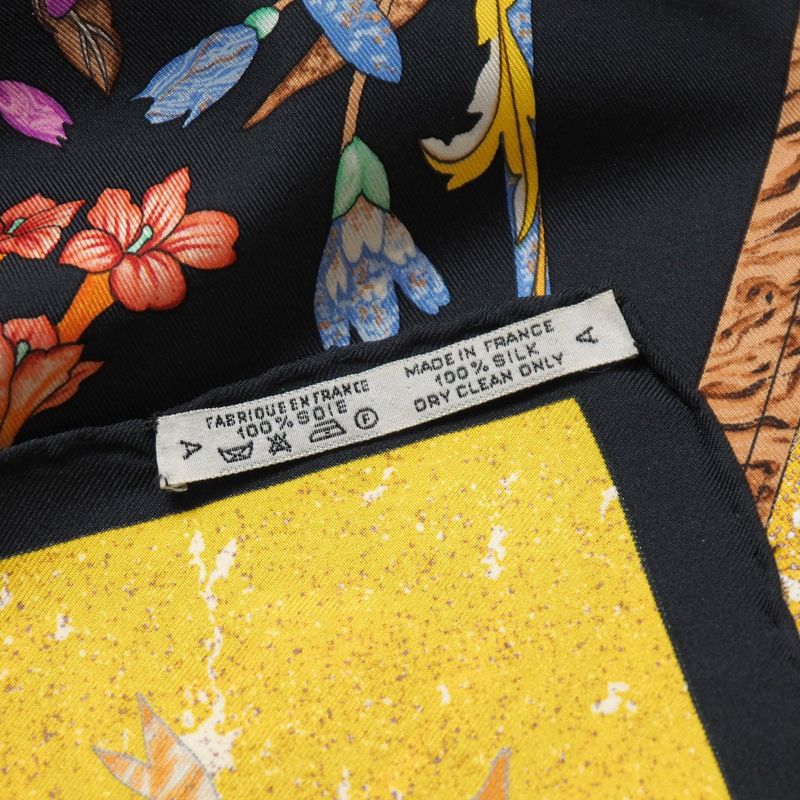 Hermes Carre 90 Pierres D' Orient ET D' Occident Oriental Stone and Western Black Yellow Multicolor
