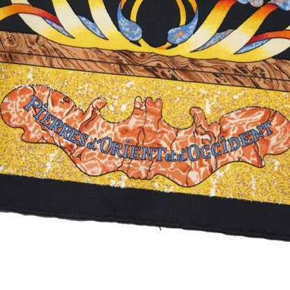 Hermes Carre 90 Pierres D' Orient ET D' Occident Oriental Stone and Western Black Yellow Multicolor