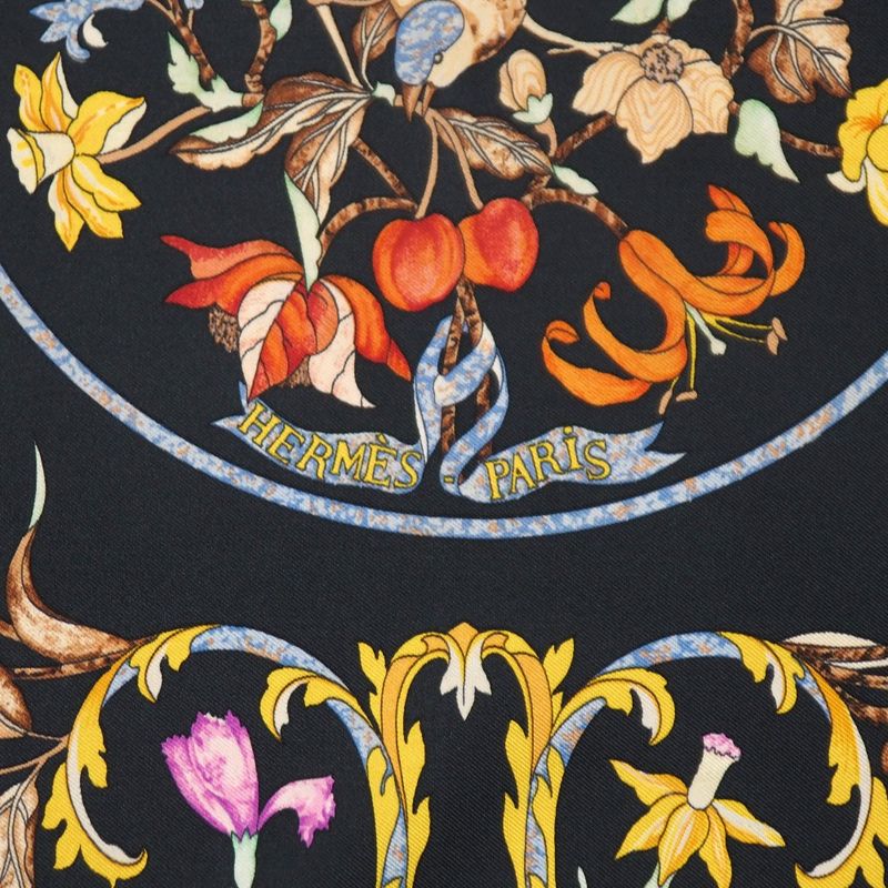 Hermes Carre 90 Pierres D' Orient ET D' Occident Oriental Stone and Western Black Yellow Multicolor