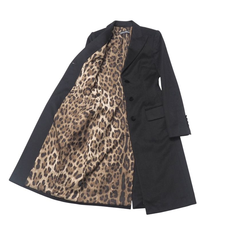 Dolce & Gabbana Coat 38 Chesterfield Lining Leopard