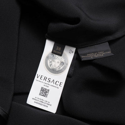 Versace Long Sleeve Shirt 38 Silk Satin Blouse Piping Medusa Button