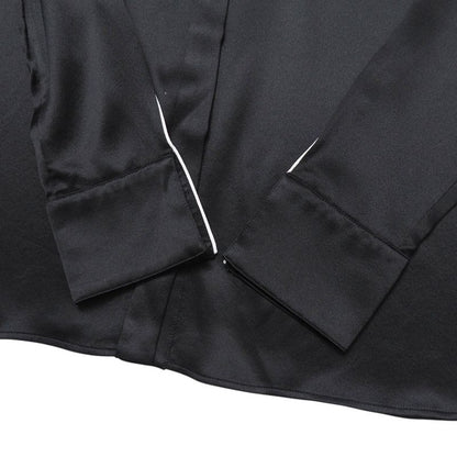 Versace Long Sleeve Shirt 38 Silk Satin Blouse Piping Medusa Button
