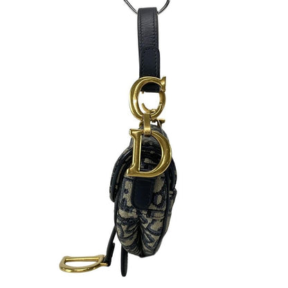 DIOR Christian Dior Handbag Saddle Bag Navy X Ivory Leather