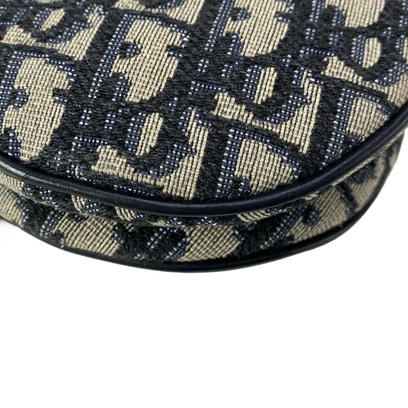 DIOR Christian Dior Handbag Saddle Bag Navy X Ivory Leather